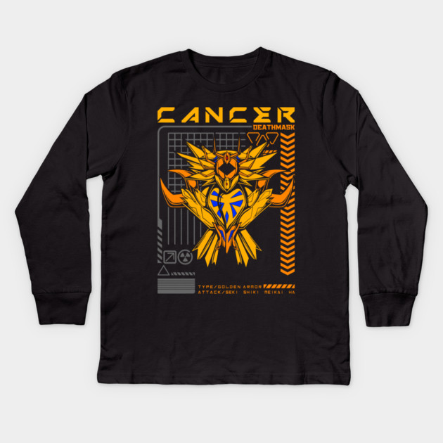 Cancer Deathmask Saint Seiya Futuristic Armor Kids Long Sleeve T-Shirt by Otaku Vibes
