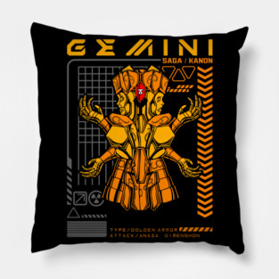 Gemini Saga Kanon Saint Seiya Futuristic Armor Pillow