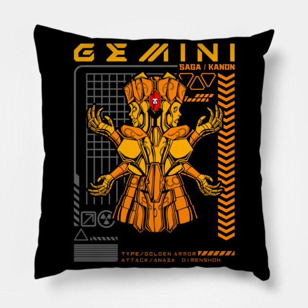 Gemini Saga Kanon Saint Seiya Futuristic Armor Pillow by Otaku Vibes