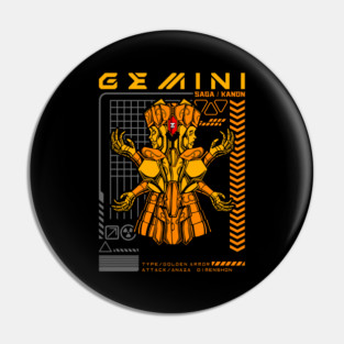 Gemini Saga Kanon Saint Seiya Futuristic Armor Pin