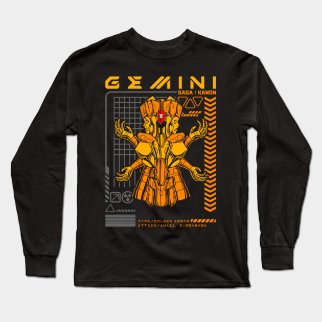 Gemini Saga Kanon Saint Seiya Futuristic Armor Long Sleeve T-Shirt by Otaku Vibes