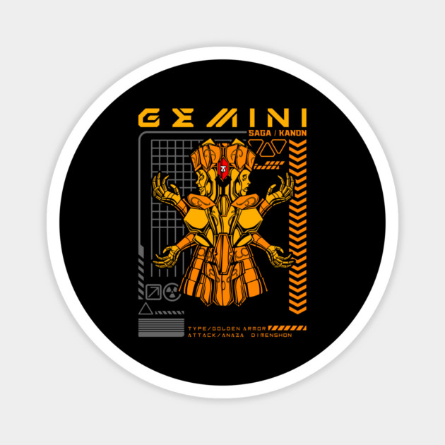 Gemini Saga Kanon Saint Seiya Futuristic Armor Magnet by Otaku Vibes