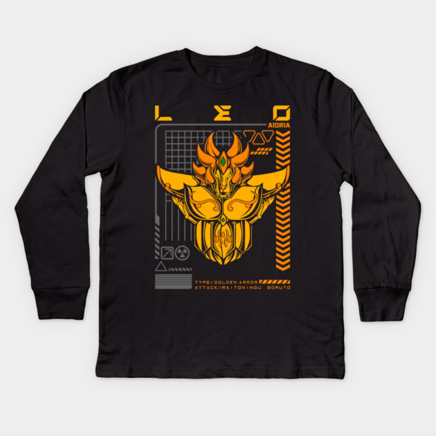 Leo Aiolia Saint Seiya Futuristic Armor Kids Long Sleeve T-Shirt by Otaku Vibes