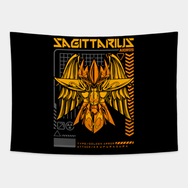 Sagittarius Aiolos Saint Seiya Futuristic Armor Tapestry by Otaku Vibes
