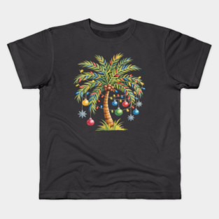 Christmas Palm Tree Light Hawaiian Kids T-Shirt