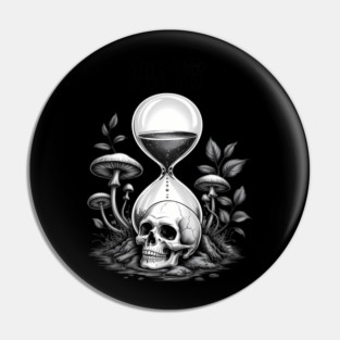 Japanese Gothic Cracked Hourglass Skull mushroom Kanji Pin