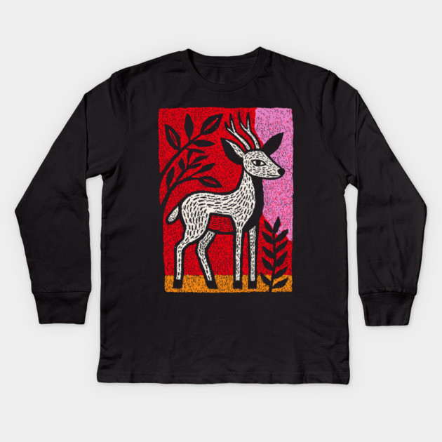 Gentle Fawn | The Forest Spirit Cernunnos Kids Long Sleeve T-Shirt by TuncGK