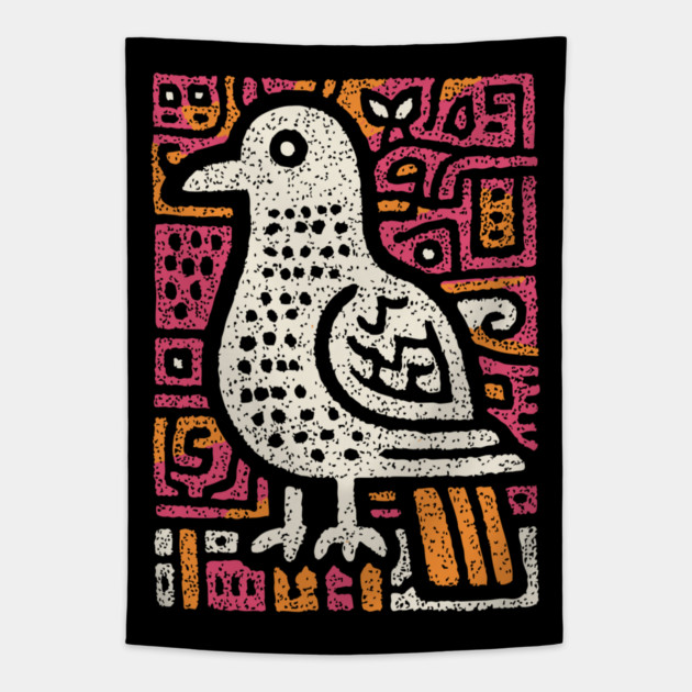 Peace Dove | Abstract Folk Art Bird Tapestry by TuncGK