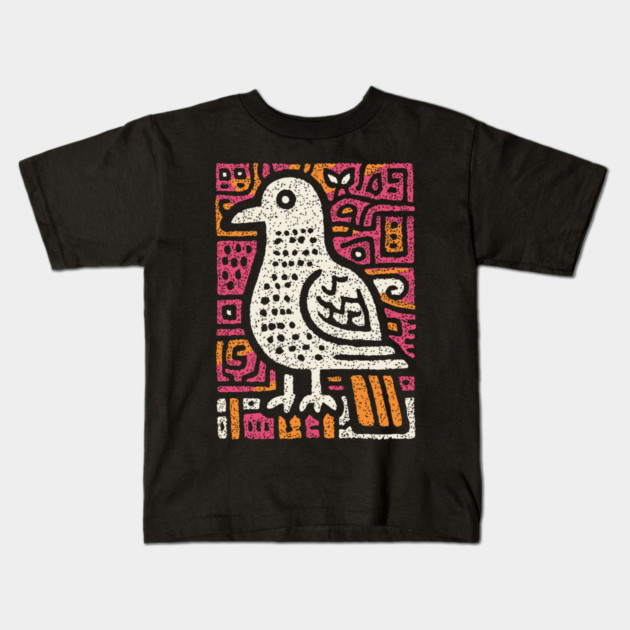 Peace Dove | Abstract Folk Art Bird Kids T-Shirt by TuncGK