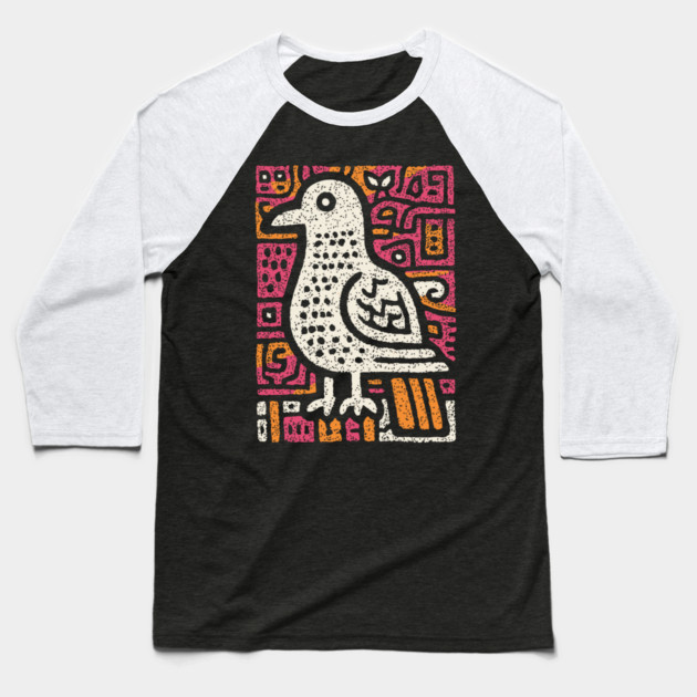 Peace Dove | Abstract Folk Art Bird Baseball T-Shirt by TuncGK