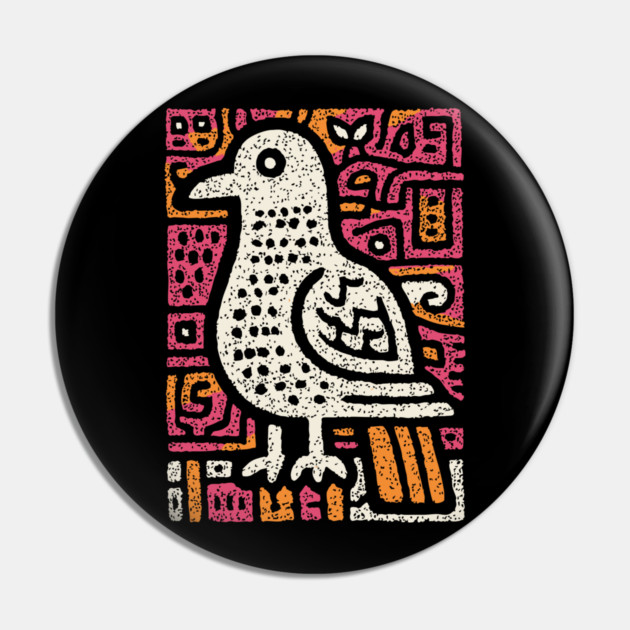 Peace Dove | Abstract Folk Art Bird Pin by TuncGK