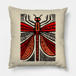 Pop Art Dragonfly | Intricate Insect Graphic Pillow