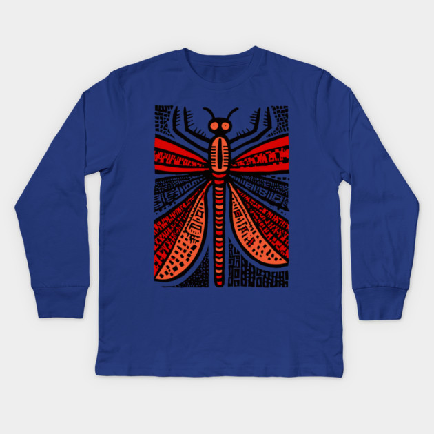 Pop Art Dragonfly | Intricate Insect Graphic Kids Long Sleeve T-Shirt by TuncGK