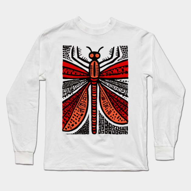 Pop Art Dragonfly | Intricate Insect Graphic Long Sleeve T-Shirt by TuncGK