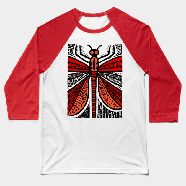 Pop Art Dragonfly | Intricate Insect Graphic Baseball T-Shirt by TuncGK