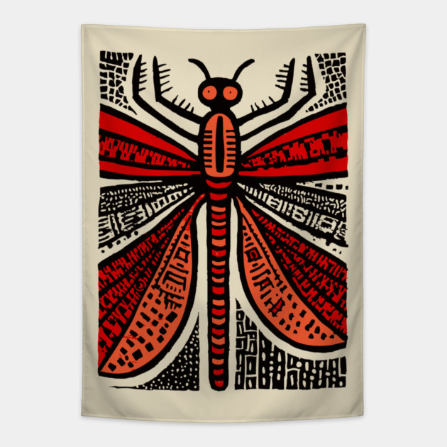 Pop Art Dragonfly | Intricate Insect Graphic Tapestry by TuncGK