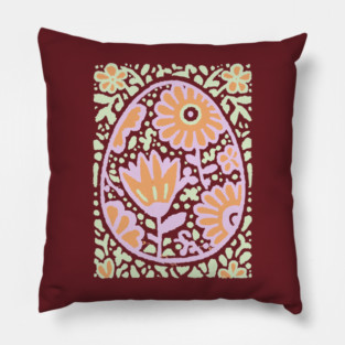 Groovy Floral Egg | Retro Spring Graphic Pillow