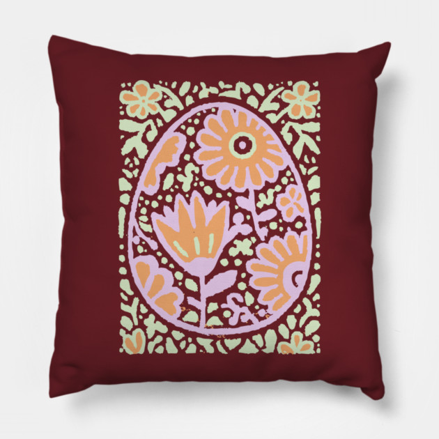 Groovy Floral Egg | Retro Spring Graphic Pillow by TuncGK
