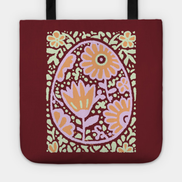 Groovy Floral Egg | Retro Spring Graphic Tote by TuncGK