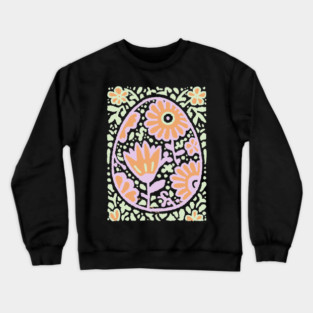 Groovy Floral Egg | Retro Spring Graphic Crewneck Sweatshirt
