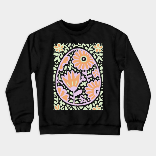 Groovy Floral Egg | Retro Spring Graphic Crewneck Sweatshirt by TuncGK