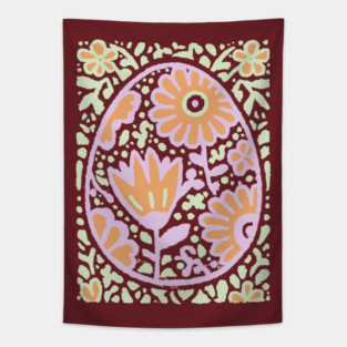 Groovy Floral Egg | Retro Spring Graphic Tapestry