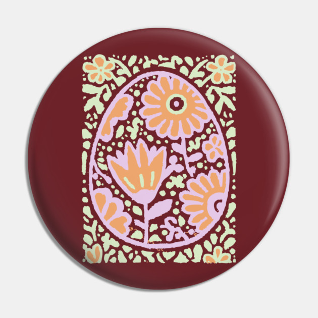 Groovy Floral Egg | Retro Spring Graphic Pin by TuncGK