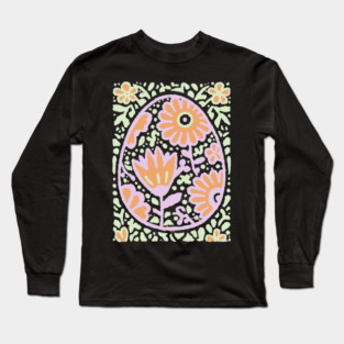 Groovy Floral Egg | Retro Spring Graphic Long Sleeve T-Shirt