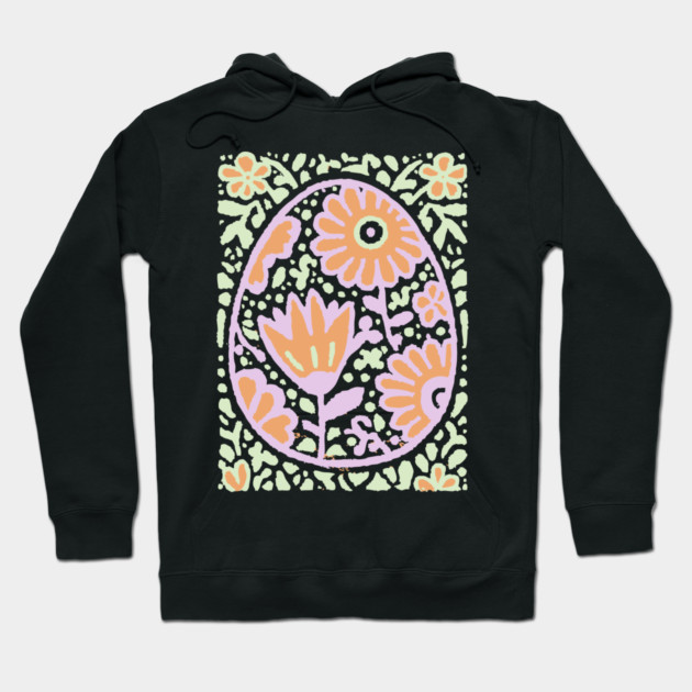 Groovy Floral Egg | Retro Spring Graphic Hoodie by TuncGK