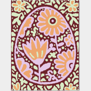 Groovy Floral Egg | Retro Spring Graphic Posters and Art