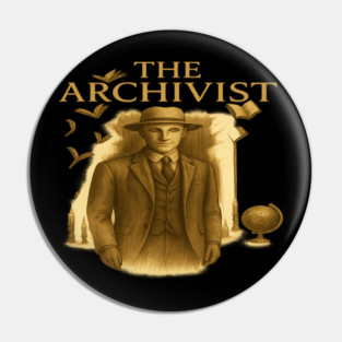 The Archivist Vintage Masked Figure | Dark Academia Mystery Aesthetic Pin