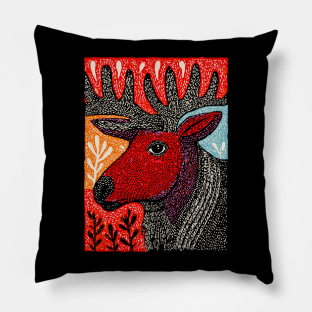 Autumn Elk | The Hart of the Forest Pillow by TuncGK