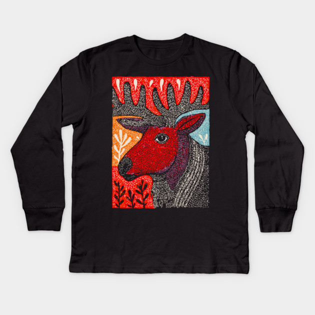 Autumn Elk | The Hart of the Forest Kids Long Sleeve T-Shirt by TuncGK
