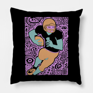Psychedelic Football Player | Abstract Gridiron Art Pillow