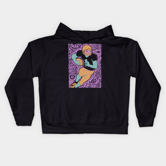 Psychedelic Football Player | Abstract Gridiron Art Kids Hoodie by TuncGK