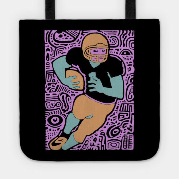 Psychedelic Football Player | Abstract Gridiron Art Tote by TuncGK