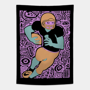 Psychedelic Football Player | Abstract Gridiron Art Tapestry