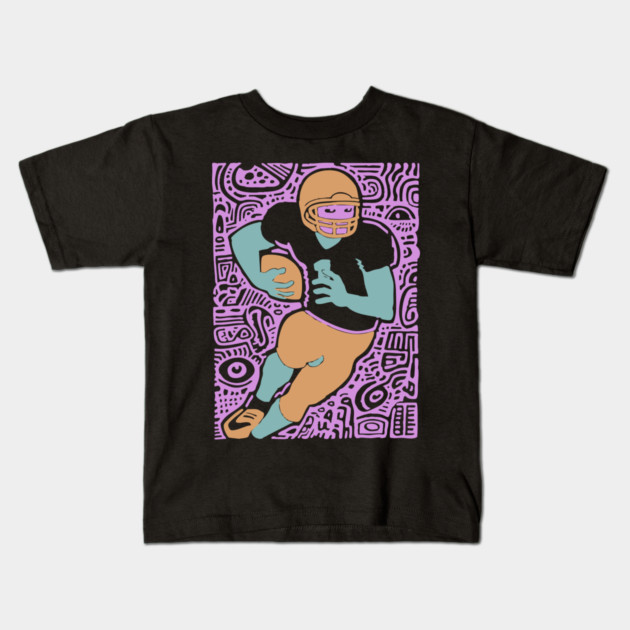 Psychedelic Football Player | Abstract Gridiron Art Kids T-Shirt by TuncGK
