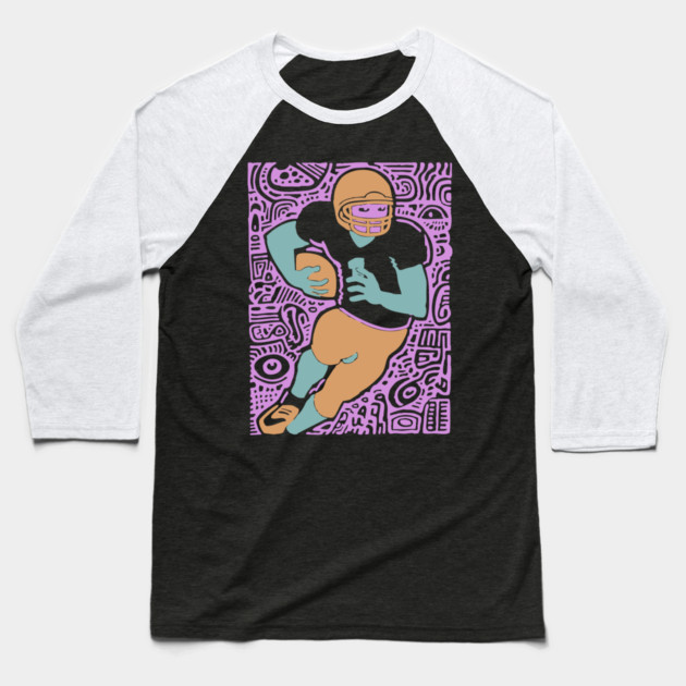 Psychedelic Football Player | Abstract Gridiron Art Baseball T-Shirt by TuncGK