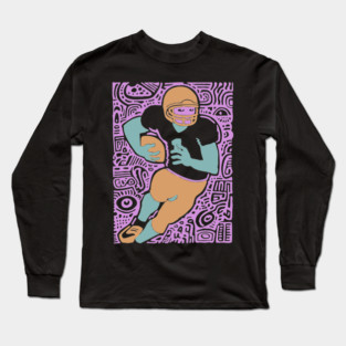 Psychedelic Football Player | Abstract Gridiron Art Long Sleeve T-Shirt