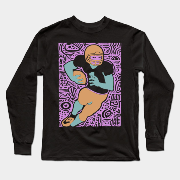 Psychedelic Football Player | Abstract Gridiron Art Long Sleeve T-Shirt by TuncGK