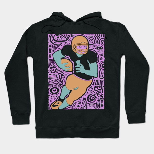 Psychedelic Football Player | Abstract Gridiron Art Hoodie by TuncGK