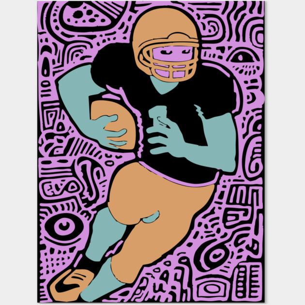 Psychedelic Football Player | Abstract Gridiron Art Wall Art by TuncGK