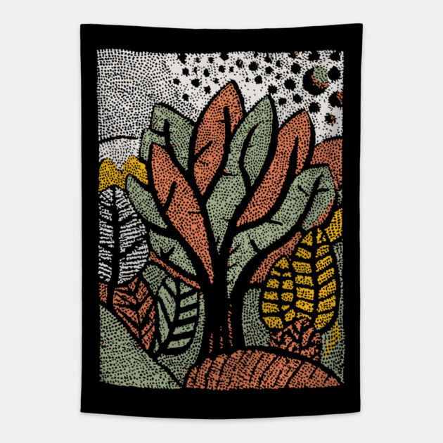 Abstract Autumn Leaves | The Changing of the Seasons Tapestry by TuncGK