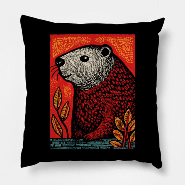 Industrious Beaver | The Woodland Engineer Pillow by TuncGK