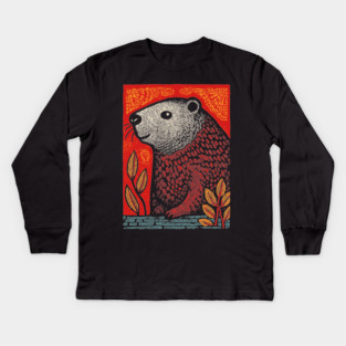 Industrious Beaver | The Woodland Engineer Kids Long Sleeve T-Shirt