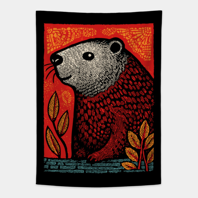 Industrious Beaver | The Woodland Engineer Tapestry by TuncGK