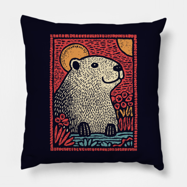 Gentle Beaver | The Cozy River Dweller Pillow by TuncGK