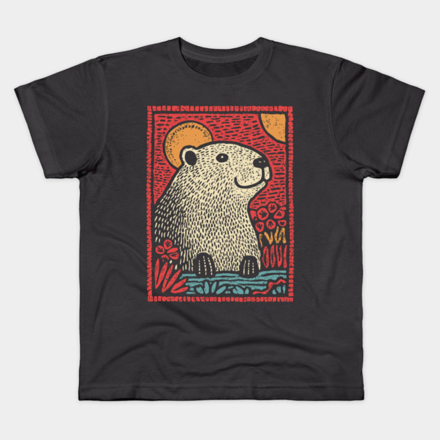 Gentle Beaver | The Cozy River Dweller Kids T-Shirt by TuncGK