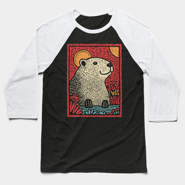Gentle Beaver | The Cozy River Dweller Baseball T-Shirt by TuncGK
